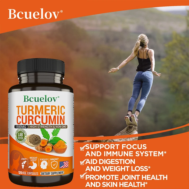 Curcumin (Turmeric) Extract with Antioxidant Effects - Dietary Supplement for Bones and Joints: Vegan - Non-GMO