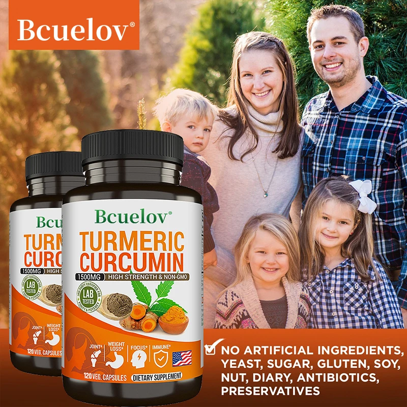 Curcumin (Turmeric) Extract with Antioxidant Effects - Dietary Supplement for Bones and Joints: Vegan - Non-GMO