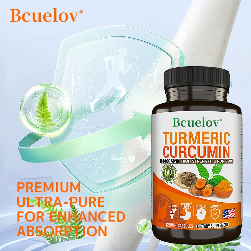 Curcumin (Turmeric) Extract with Antioxidant Effects - Dietary Supplement for Bones and Joints: Vegan - Non-GMO